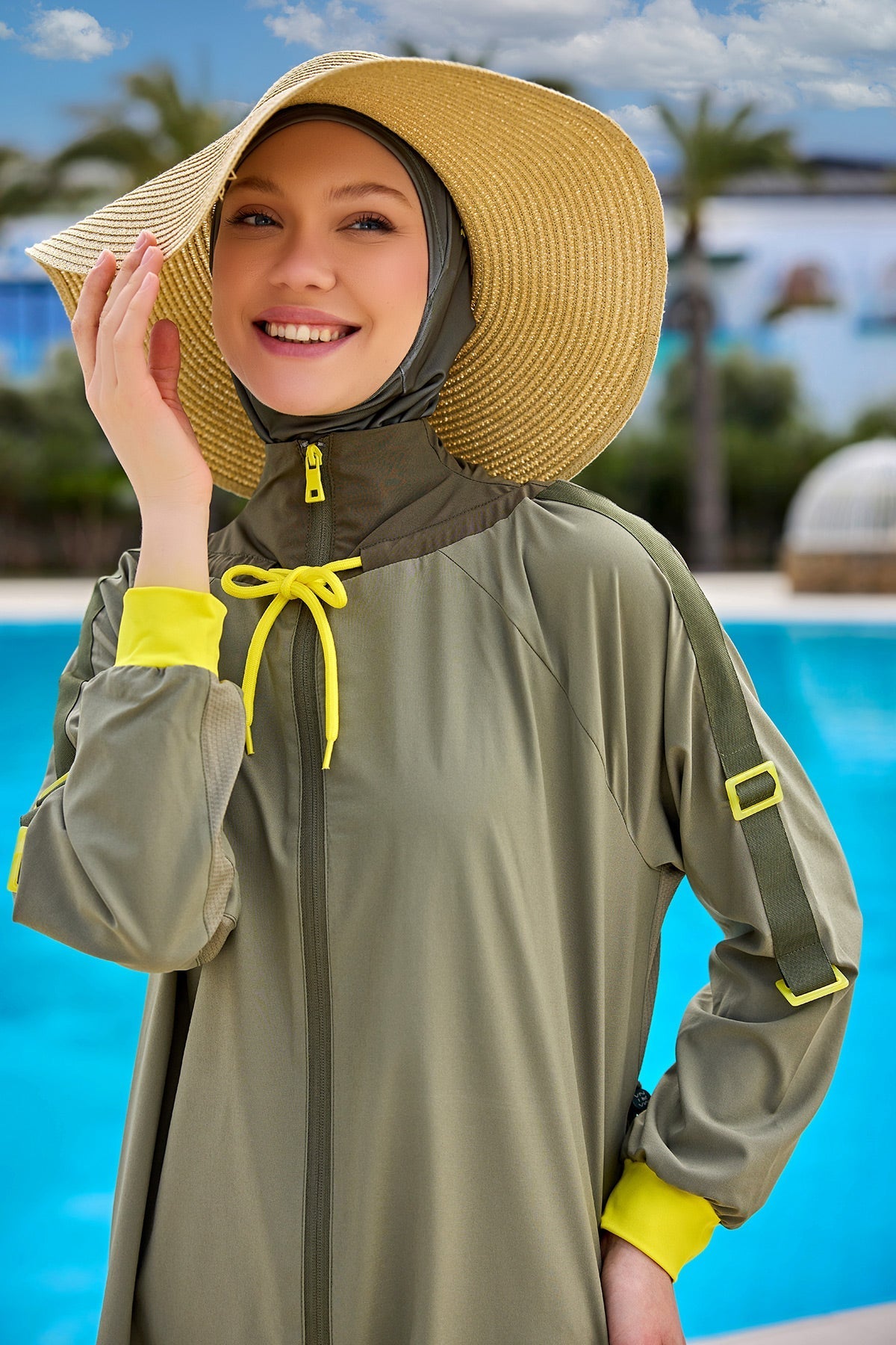 Khaki Full Coverage Swimwear Burkini Set M2524 Covered Burkini Swimwear La Vie Bien Khaki Full Coverage Swimwear Burkini Set M2524