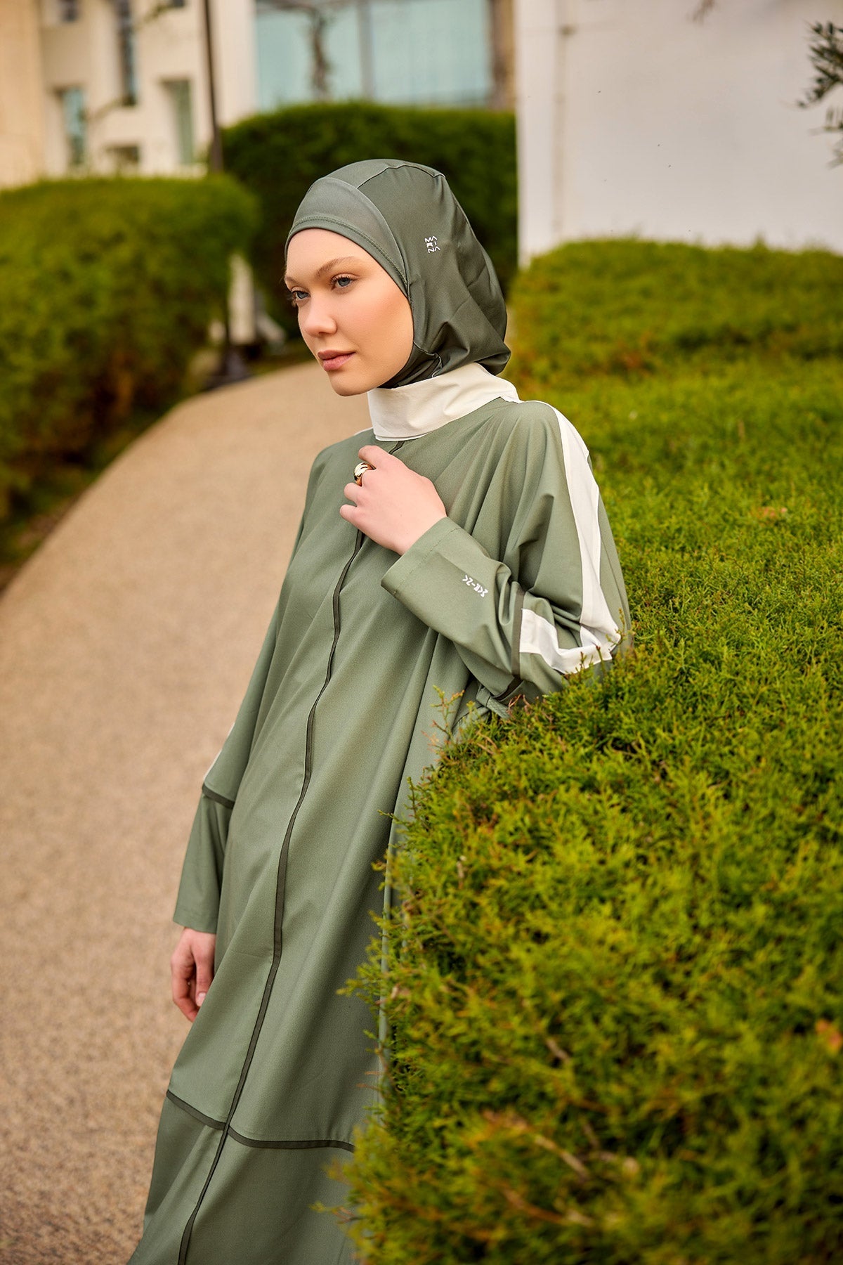 Khaki Modest Full Coverage Swimsuit – Islamic Burkini Set | M2521-1 Covered Burkini Swimwear La Vie Bien Khaki Modest Full Coverage Swimsuit – Islamic Burkini Set | M2521-1
