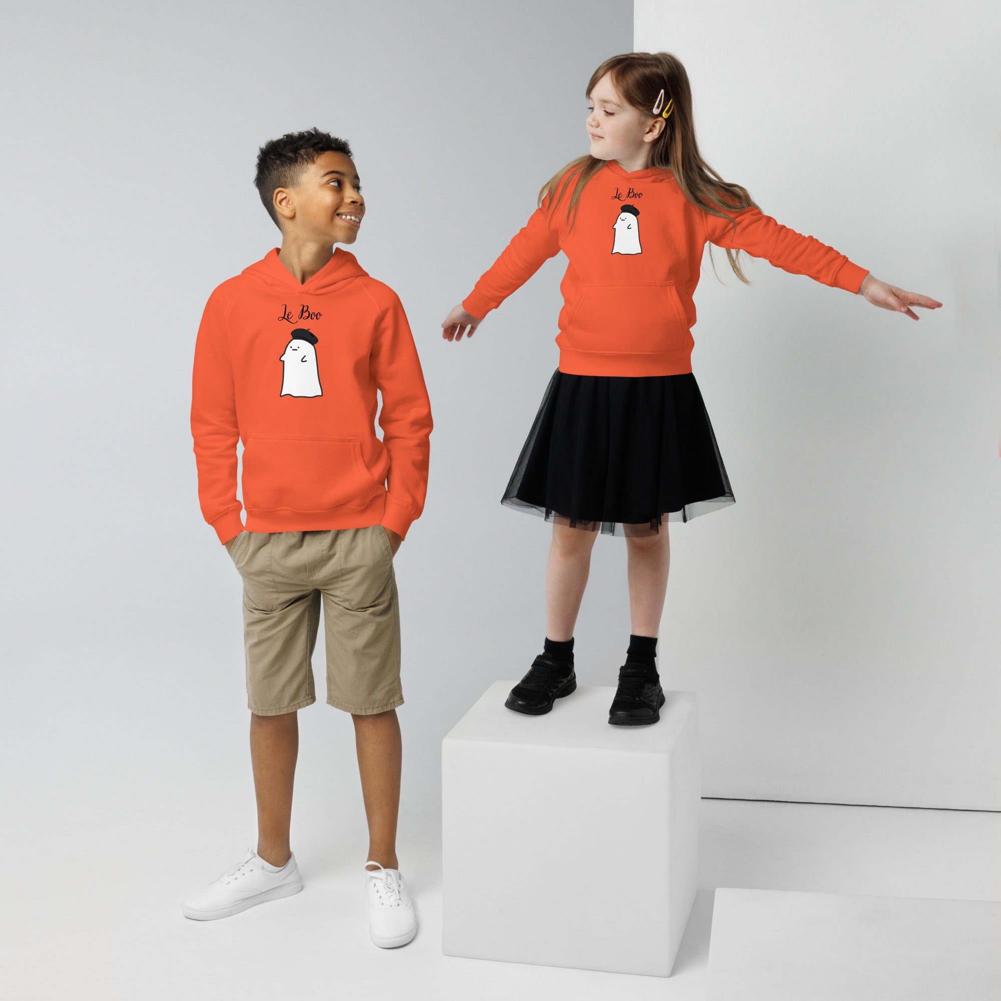 Kids French ghost le boo eco hoodie
