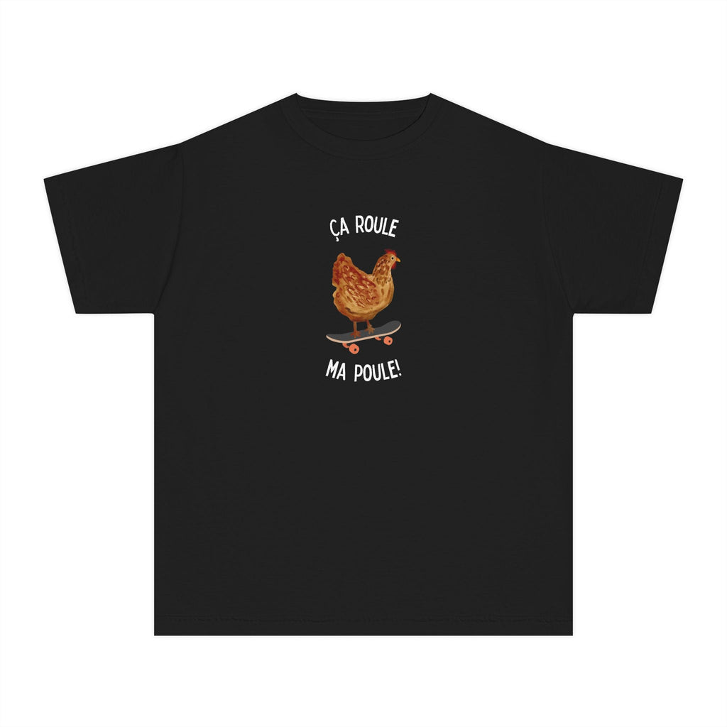 Kids funny French tee "Ça Roule Ma Poule", Youth T-Shirt, Cute Farm Animal Design Kids clothes La Vie Bien Kids funny French tee "Ça Roule Ma Poule", Youth T-Shirt, Cute Farm Animal Design