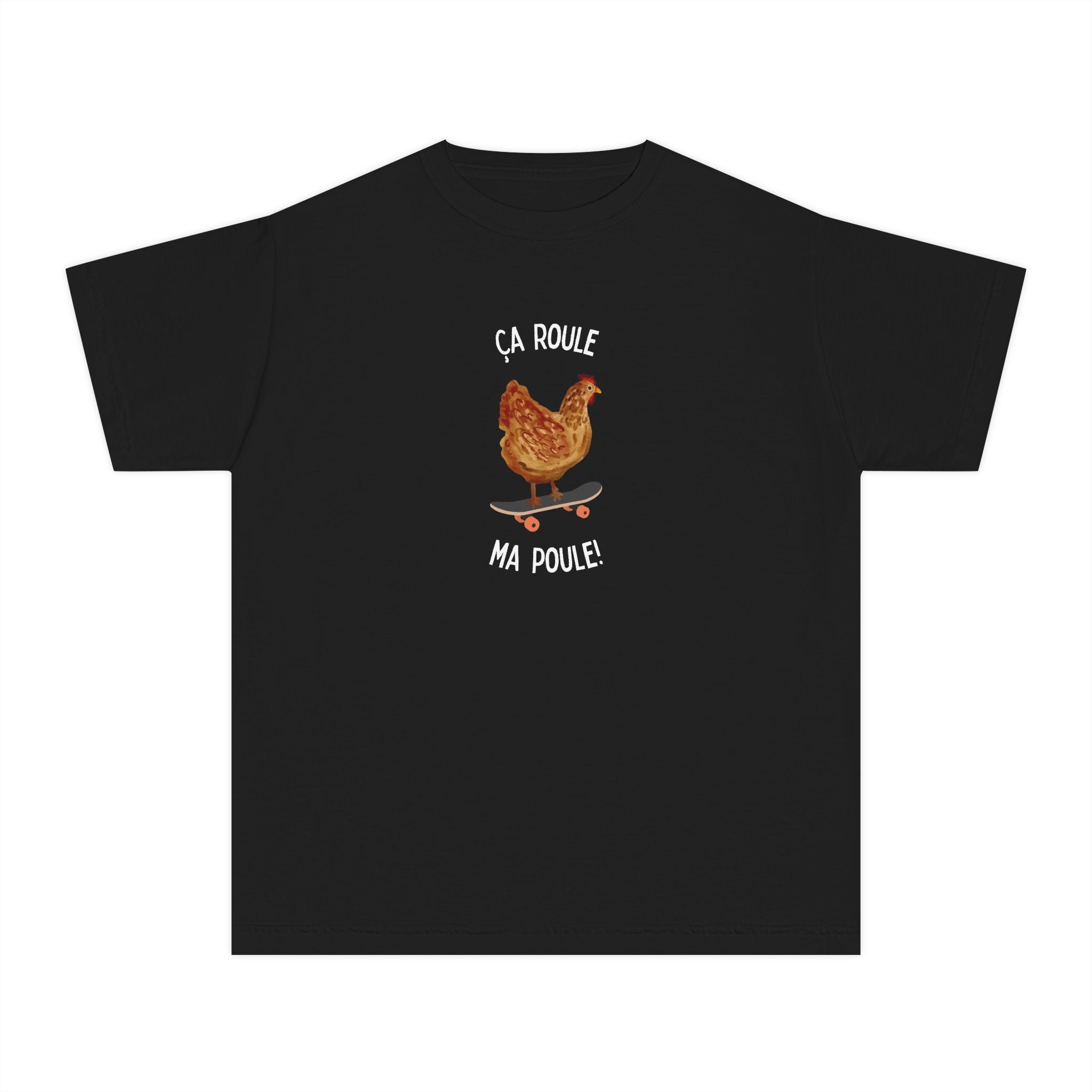 Kids funny French tee "Ça Roule Ma Poule", Youth T-Shirt, Cute Farm Animal Design Kids clothes La Vie Bien Kids funny French tee "Ça Roule Ma Poule", Youth T-Shirt, Cute Farm Animal Design