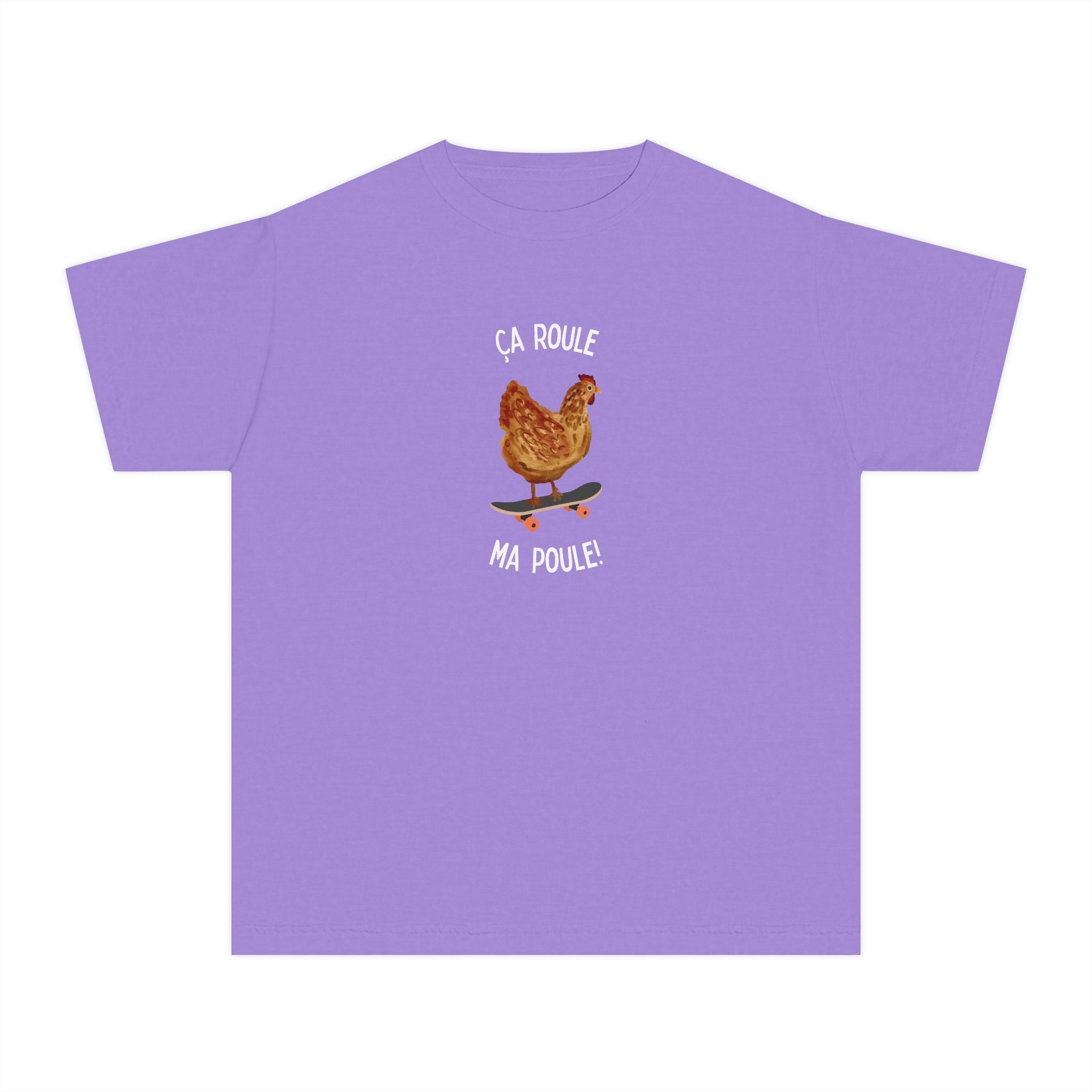 Kids funny French tee "Ça Roule Ma Poule", Youth T-Shirt, Cute Farm Animal Design Kids clothes La Vie Bien Kids funny French tee "Ça Roule Ma Poule", Youth T-Shirt, Cute Farm Animal Design