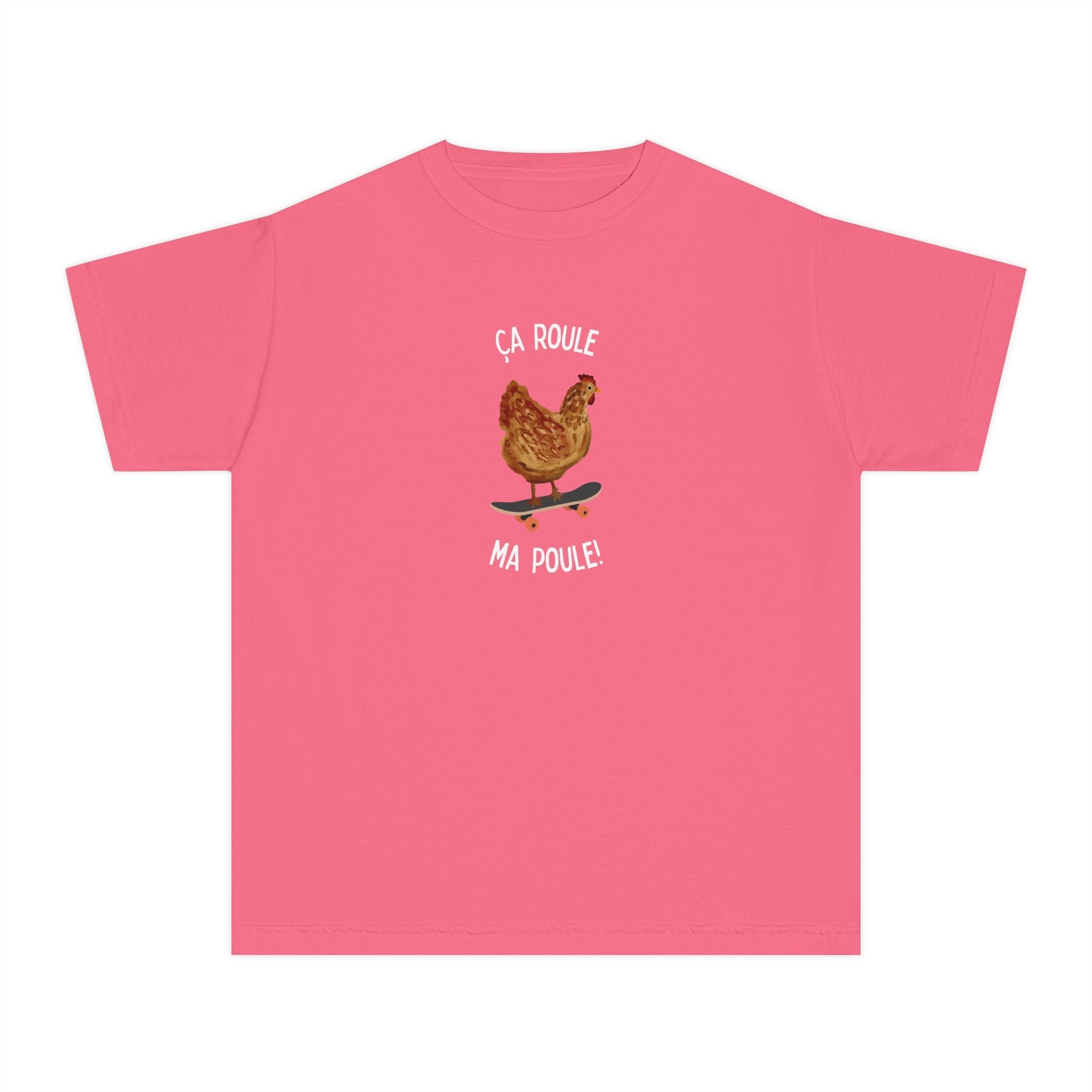 Kids funny French tee "Ça Roule Ma Poule", Youth T-Shirt, Cute Farm Animal Design Kids clothes La Vie Bien Kids funny French tee "Ça Roule Ma Poule", Youth T-Shirt, Cute Farm Animal Design