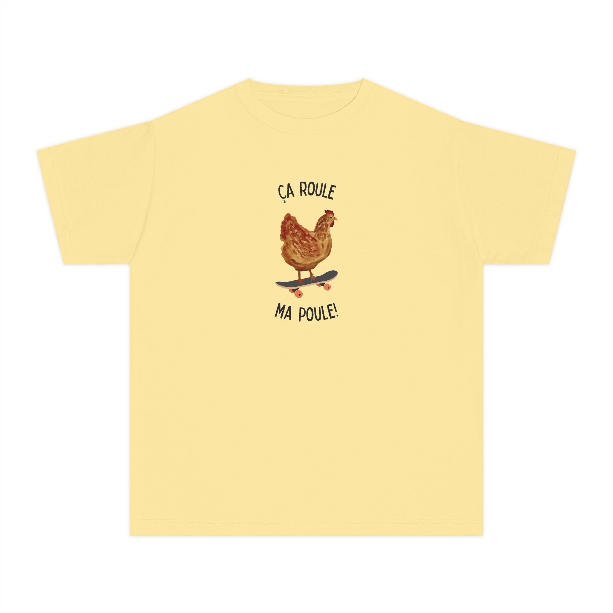 Kids funny French tee "Ça Roule Ma Poule", Youth T-Shirt, Cute Farm Animal Design Kids clothes La Vie Bien Kids funny French tee "Ça Roule Ma Poule", Youth T-Shirt, Cute Farm Animal Design