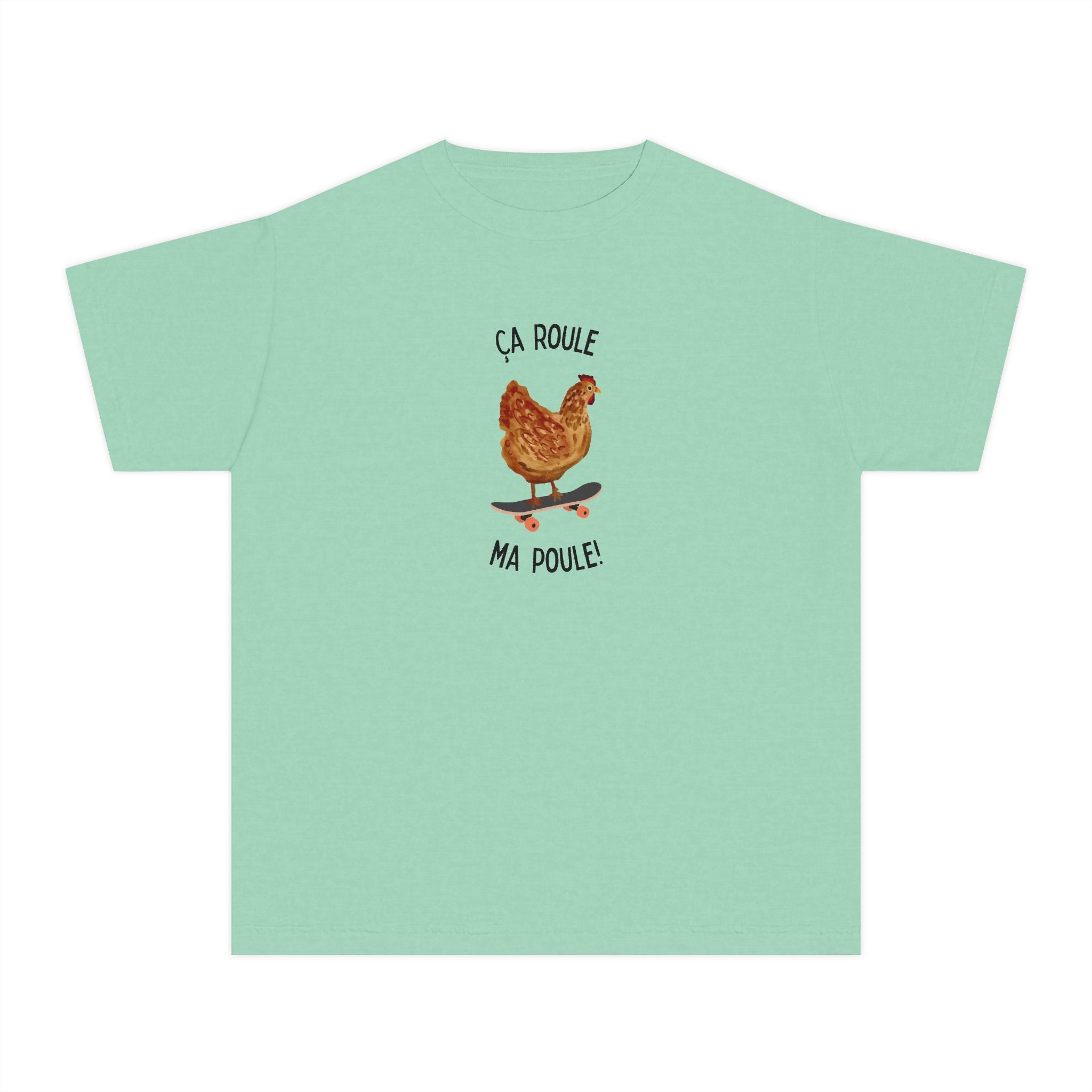 Kids funny French tee "Ça Roule Ma Poule", Youth T-Shirt, Cute Farm Animal Design Kids clothes La Vie Bien Kids funny French tee "Ça Roule Ma Poule", Youth T-Shirt, Cute Farm Animal Design