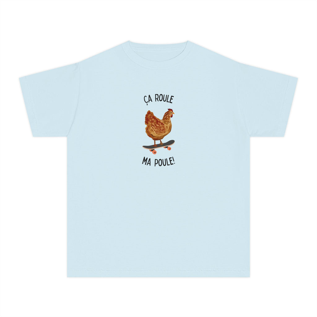 Kids funny French tee "Ça Roule Ma Poule", Youth T-Shirt, Cute Farm Animal Design Kids clothes La Vie Bien Kids funny French tee "Ça Roule Ma Poule", Youth T-Shirt, Cute Farm Animal Design