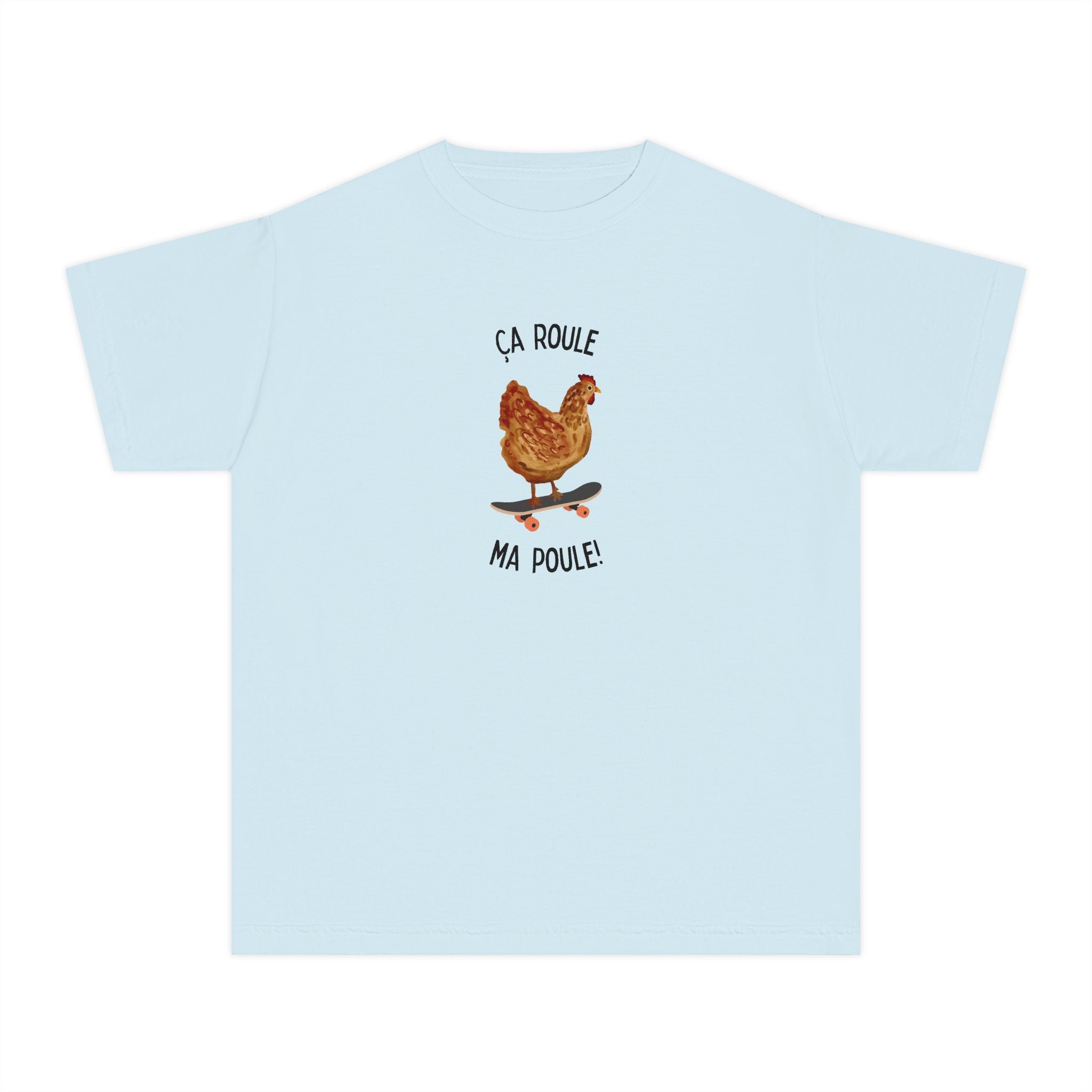 Kids funny French tee "Ça Roule Ma Poule", Youth T-Shirt, Cute Farm Animal Design Kids clothes La Vie Bien Kids funny French tee "Ça Roule Ma Poule", Youth T-Shirt, Cute Farm Animal Design