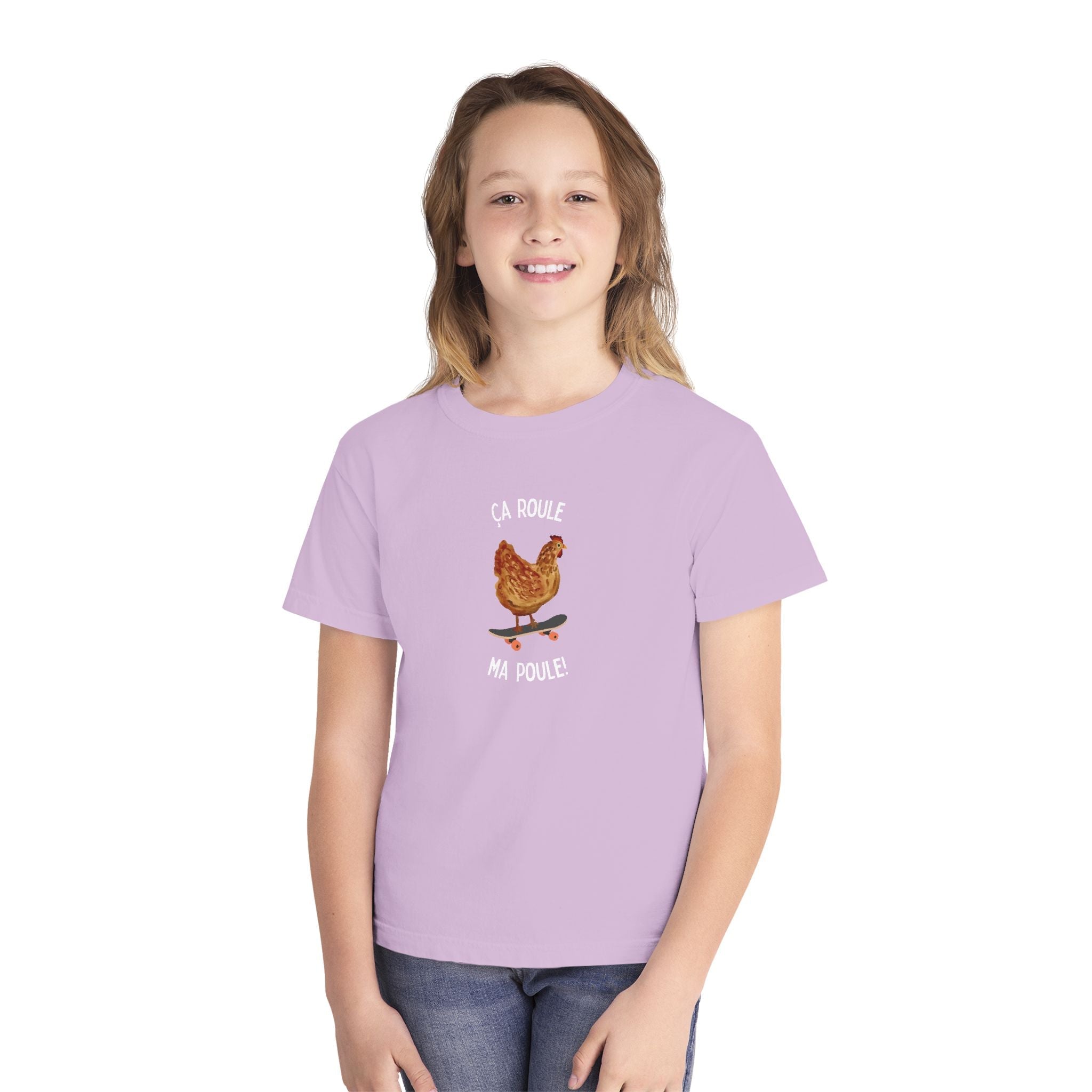 Kids funny French tee "Ça Roule Ma Poule", Youth T-Shirt, Cute Farm Animal Design Kids clothes La Vie Bien Kids funny French tee "Ça Roule Ma Poule", Youth T-Shirt, Cute Farm Animal Design