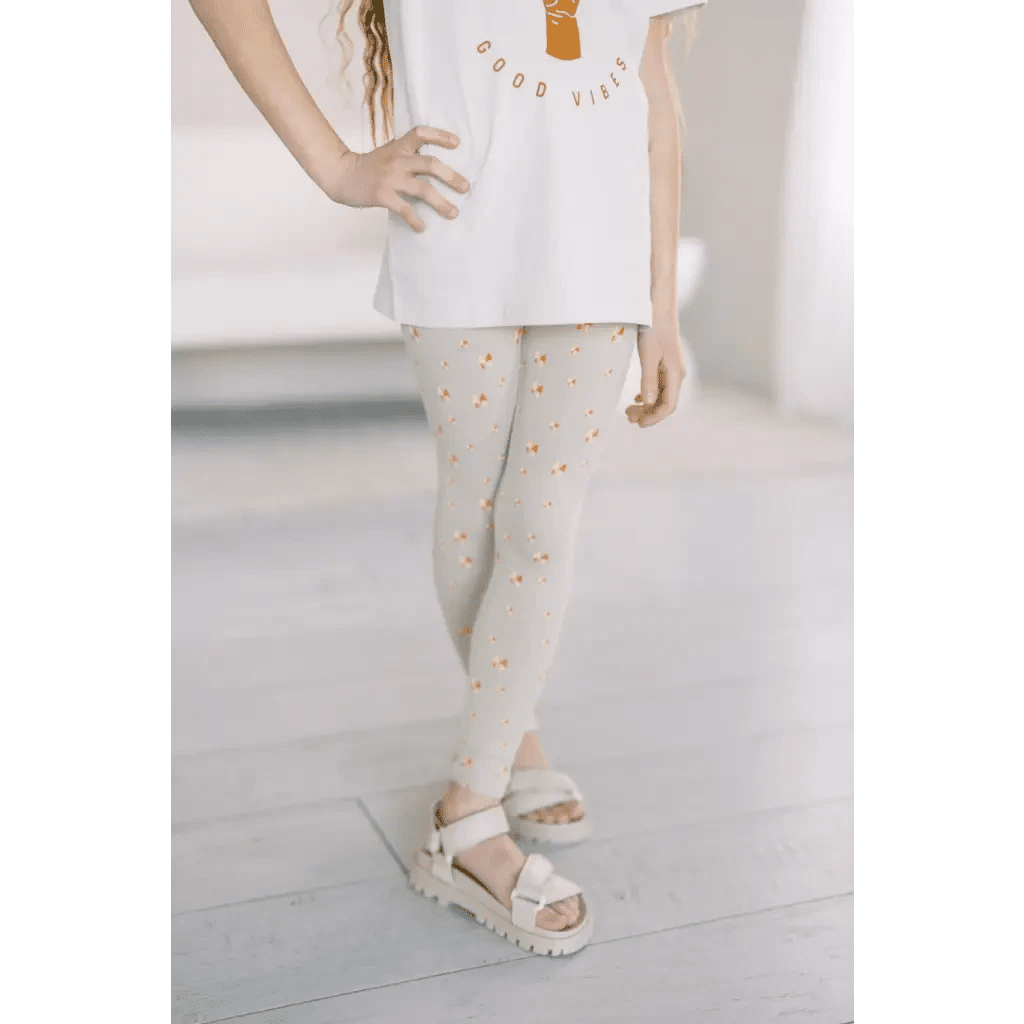 Kids Lightweight Leggings with Small Trees by Polished Prints