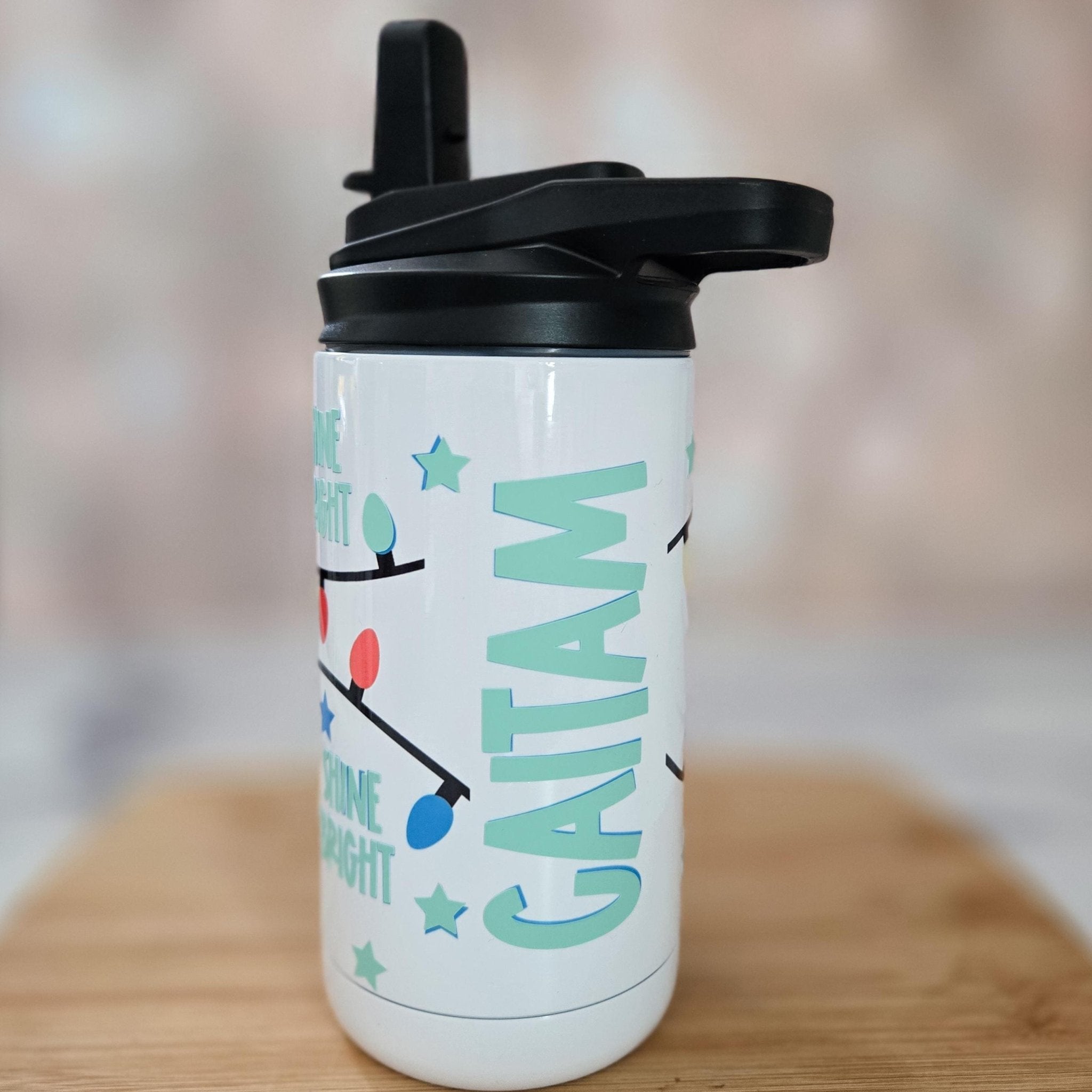 Kids Shine Bright Christmas Lights Glow - in - the - Dark Sippy Cup Drinkware La Vie Bien Kids Shine Bright Christmas Lights Glow - in - the - Dark Sippy Cup