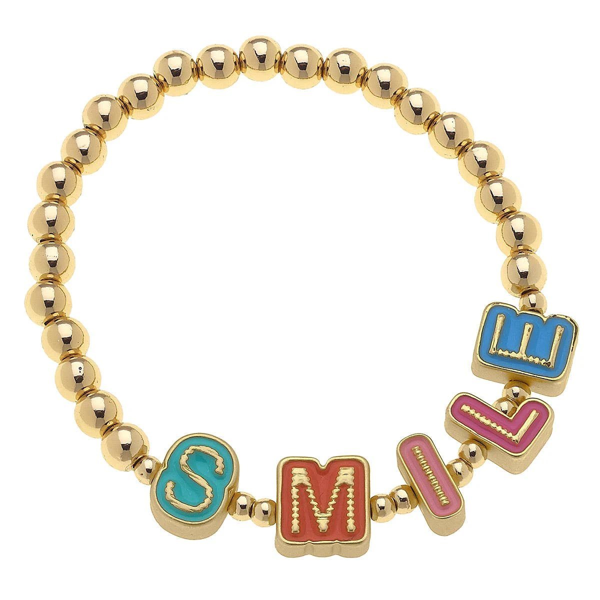 Kids Stretch Bracelet in Multicolor | 3 Choices Charm Letter Word Phrases by The Bullish Store