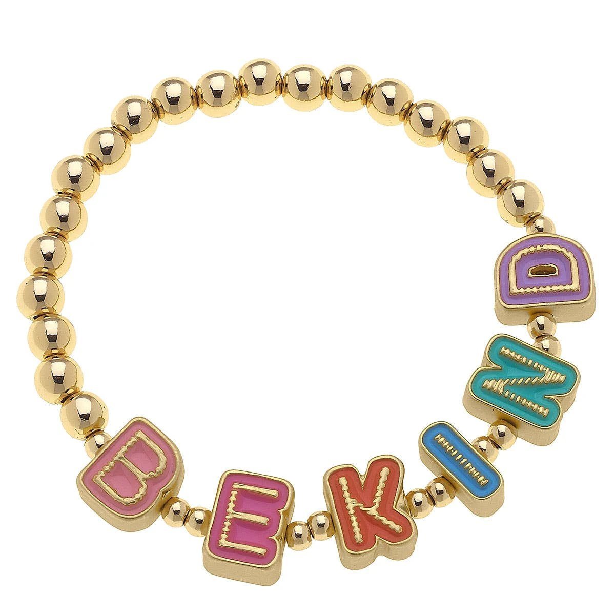 Kids Stretch Bracelet in Multicolor | 3 Choices Charm Letter Word Phrases by The Bullish Store