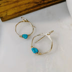 Kingman Turquoise Mini Organic Hoop Earrings by Derive Jewelry