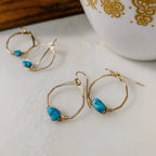 Kingman Turquoise Mini Organic Hoop Earrings by Derive Jewelry