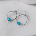 Kingman Turquoise Mini Organic Hoop Earrings by Derive Jewelry