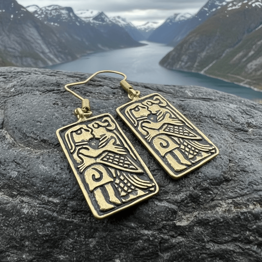 Kissing Couple Viking Bronze Earrings - Bronze Historical Reproduction Jewelry Dangle Earrings La Vie Bien Kissing Couple Viking Bronze Earrings - Bronze Historical Reproduction Jewelry