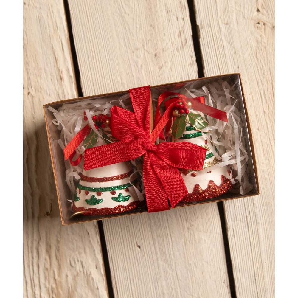 Kitschmas Fun Set/2 Bell Ornaments by Bethany Lowe Designs Seasonal Decor, Christmas La Vie Bien Kitschmas Fun Set/2 Bell Ornaments by Bethany Lowe Designs