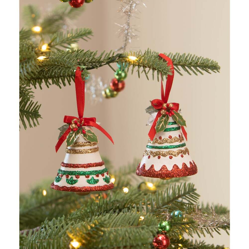 Kitschmas Fun Set/2 Bell Ornaments by Bethany Lowe Designs Seasonal Decor, Christmas La Vie Bien Kitschmas Fun Set/2 Bell Ornaments by Bethany Lowe Designs