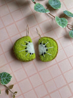 Kiwi Felt Earrings by honeyloomdesigns
