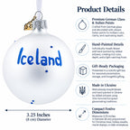 Flag of Iceland Glass Ball Christmas Ornament 3.25 Inches