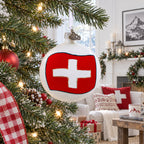 Flag of Switzerland Glass Ball Christmas Ornament 3.25 Inches