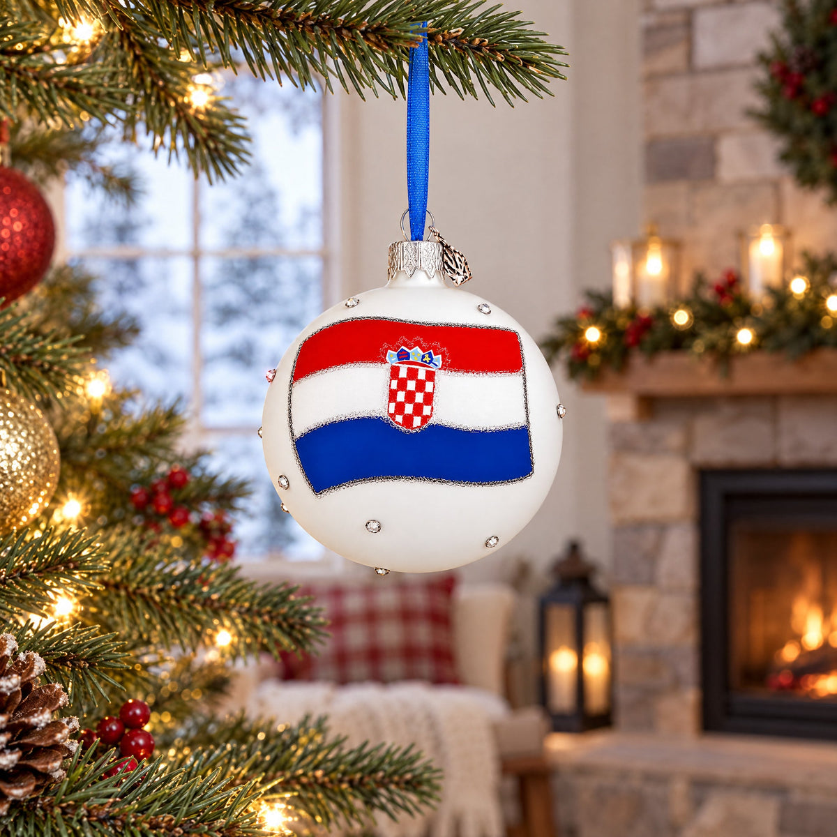 Flag of Croatia Glass Ball Christmas Ornament