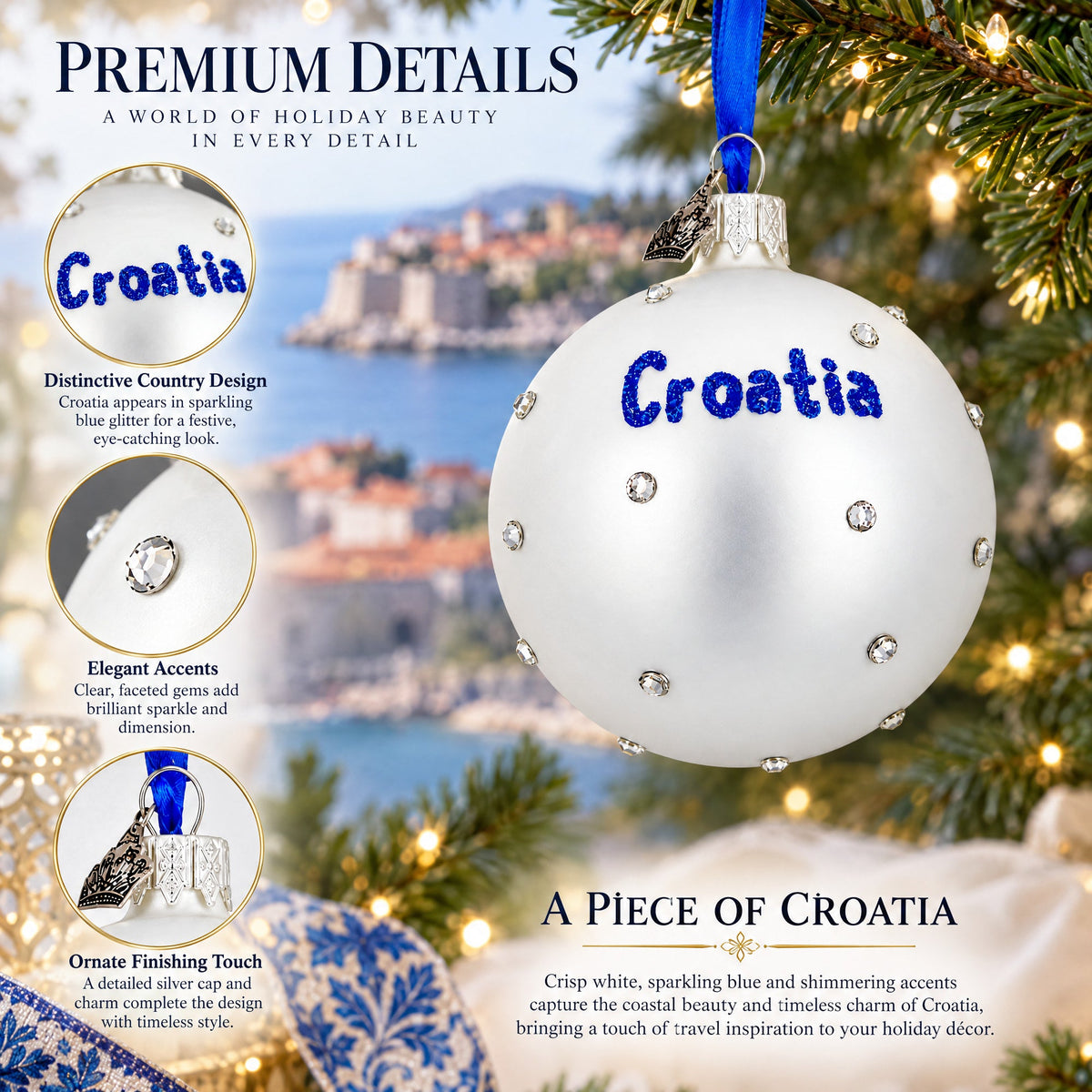 Flag of Croatia Glass Ball Christmas Ornament