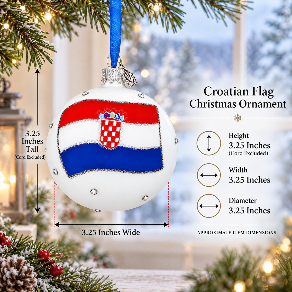Flag of Croatia Glass Ball Christmas Ornament
