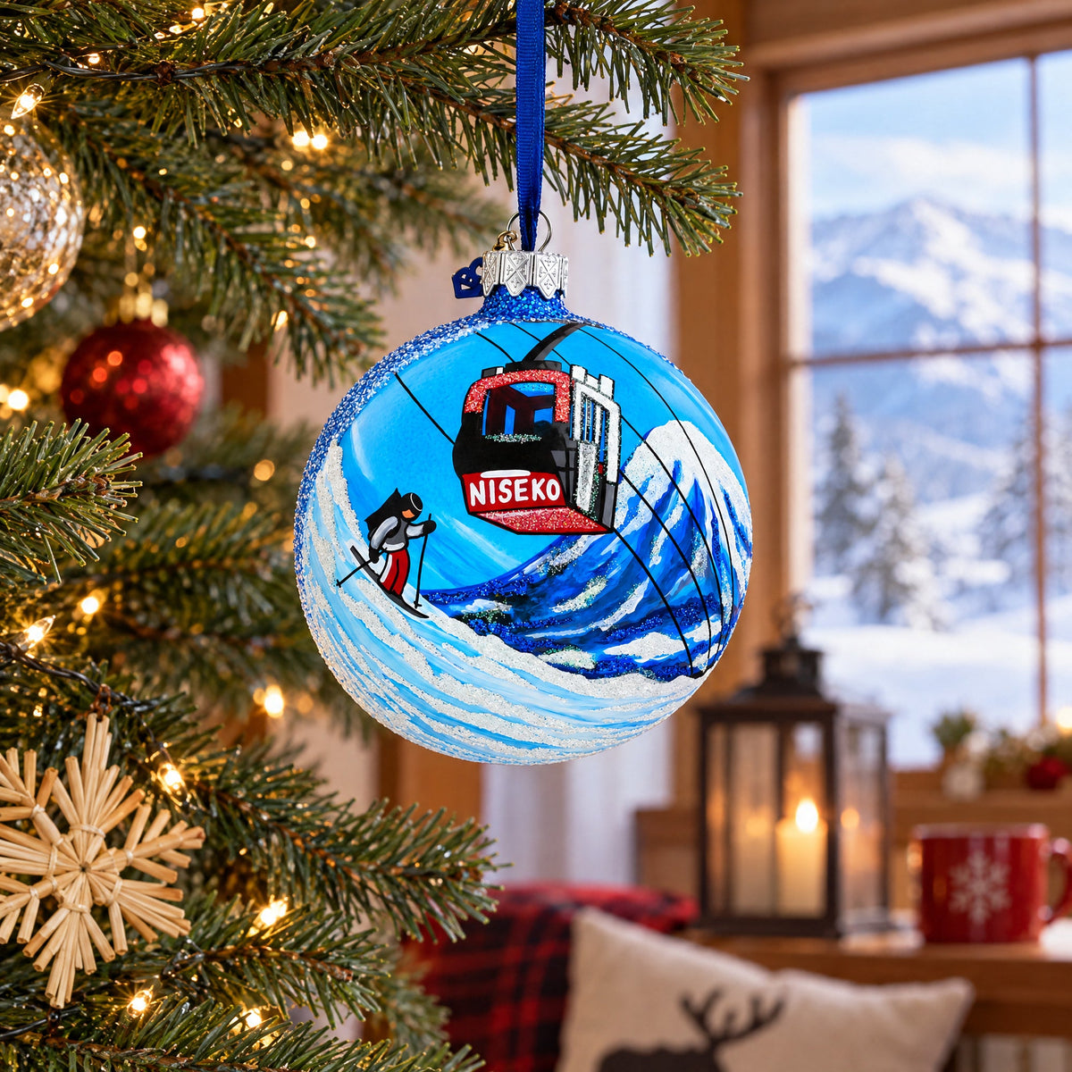 Niseko Ski Resort, Japan Glass Ball Christmas Ornament 4 Inches