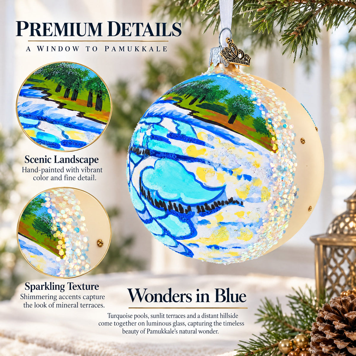 Pamukkale Thermal Pools, Turkey Glass Ball Christmas Ornament