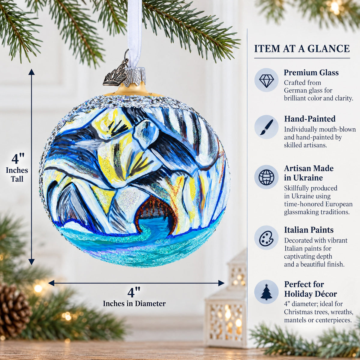 Marble Caves, Argentina Glass Ball Christmas Ornament