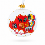 Belgium Landmarks and Symbols Glass Ball Christmas Ornament 4 Inches