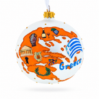 Greece Landmarks and Symbols Glass Ball Christmas Ornament 4 Inches