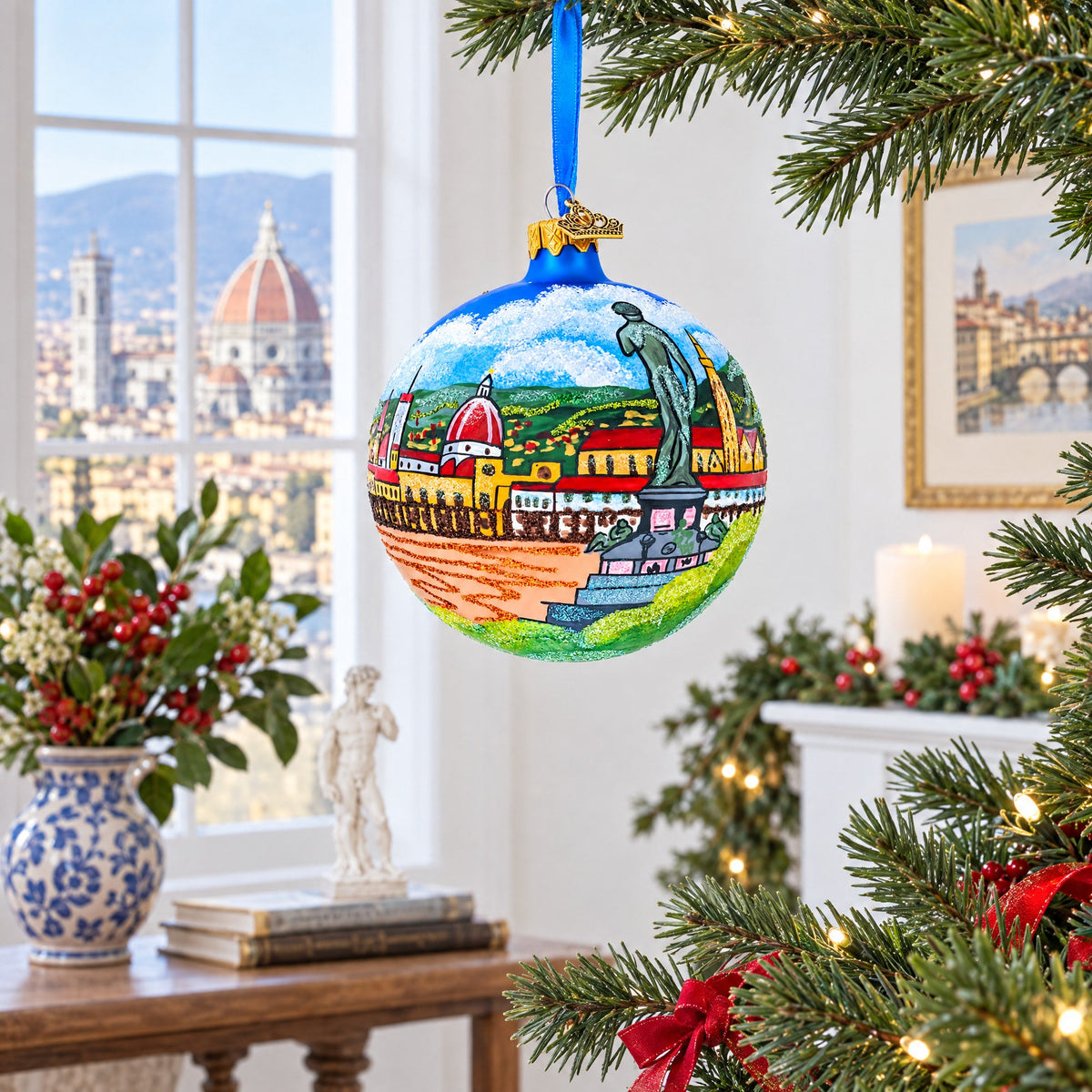 Florence, Italy Glass Ball Christmas Ornament 4 Inches