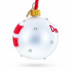 Danish Flag with Crystal Accents Glass Ball Christmas Ornament