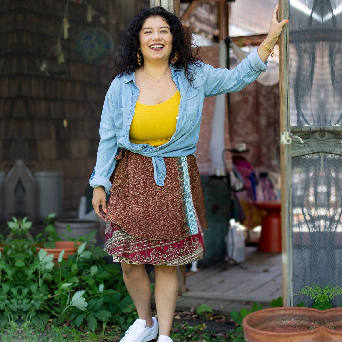 Knee-Length: "Mini" Sari Wrap Skirts Clothing and Accessories La Vie Bien Knee-Length: "Mini" Sari Wrap Skirts