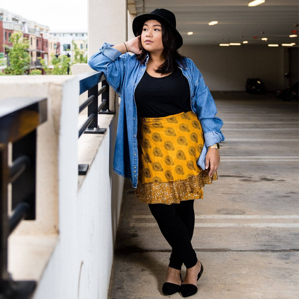 Knee-Length: "Mini" Sari Wrap Skirts Clothing and Accessories La Vie Bien Knee-Length: "Mini" Sari Wrap Skirts