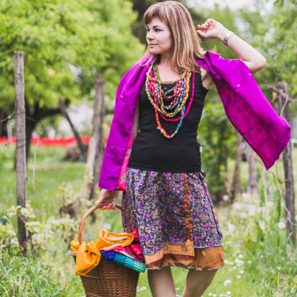 Knee-Length: "Mini" Sari Wrap Skirts Clothing and Accessories La Vie Bien Knee-Length: "Mini" Sari Wrap Skirts