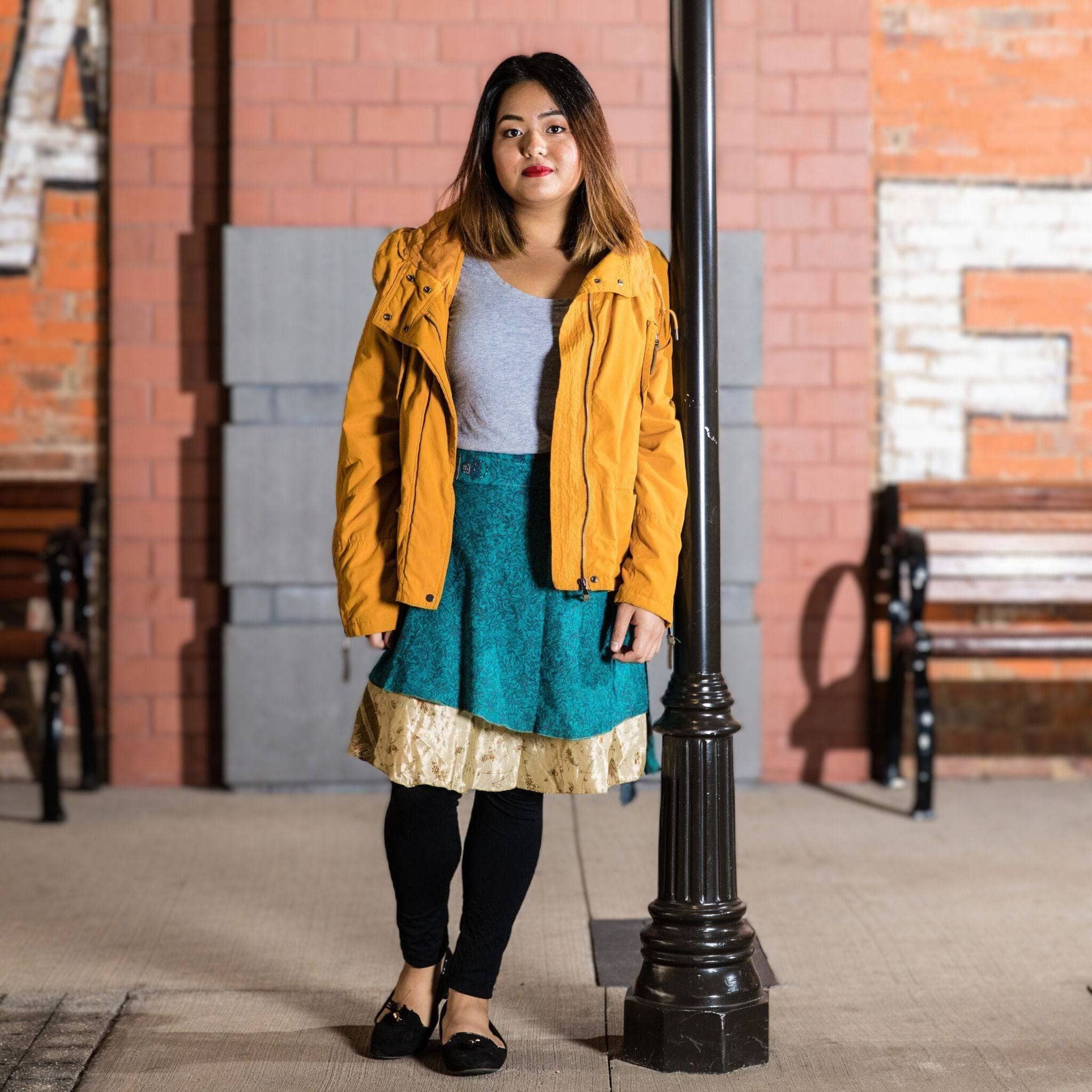 Knee-Length: "Mini" Sari Wrap Skirts Clothing and Accessories La Vie Bien Knee-Length: "Mini" Sari Wrap Skirts
