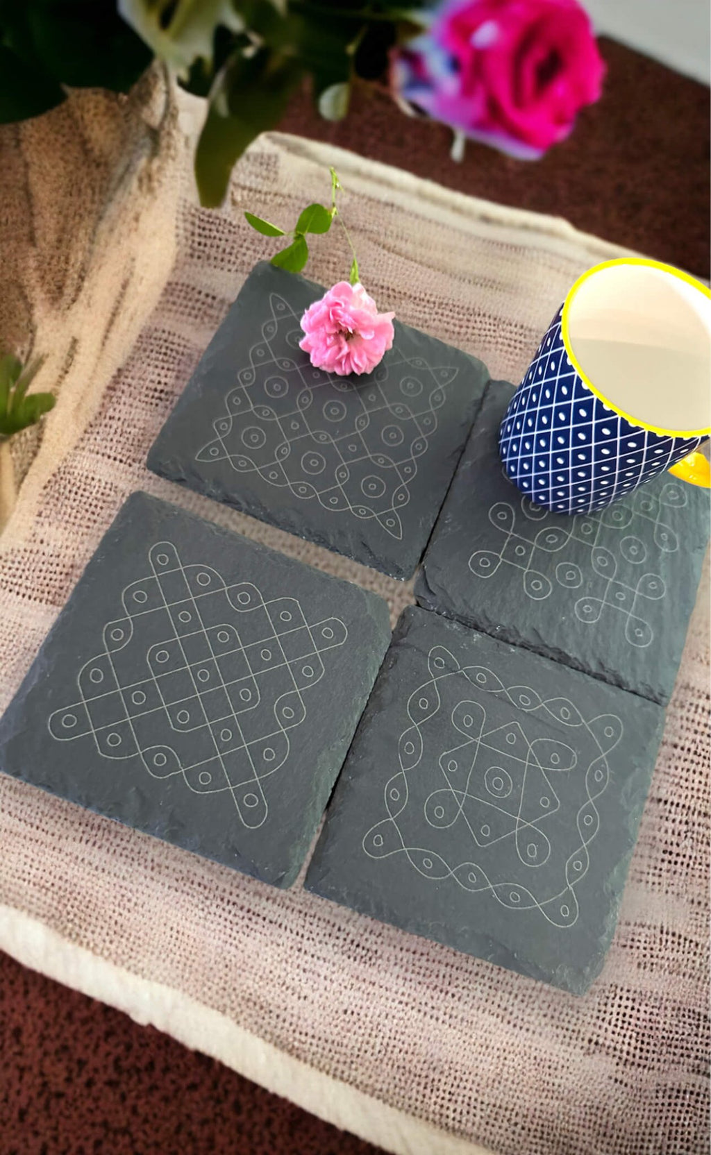 Kolam Slate Coasters La Vie Bien Kolam Slate Coasters