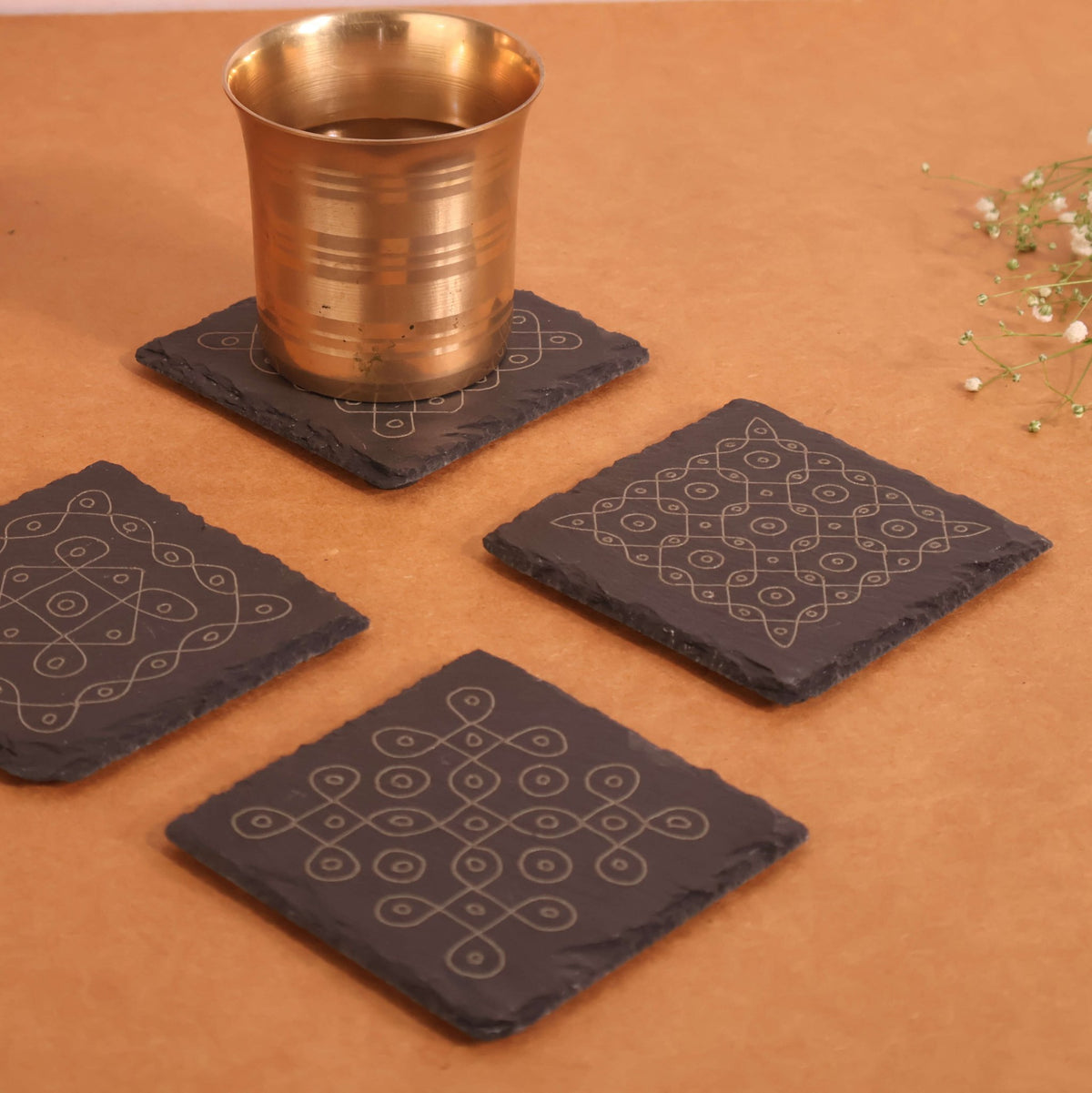 Kolam Slate Coasters La Vie Bien Kolam Slate Coasters