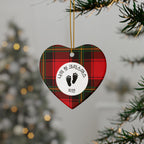 Korean customizable My First Christmas Ornament with baby feet graphic, Ceramic Round, snowflake, star, or heart shape with Plaid red tartan Home Decor La Vie Bien Korean customizable My First Christmas Ornament with baby feet graphic, Ceramic Round, snowflake, star, or heart shape with Plaid red tartan