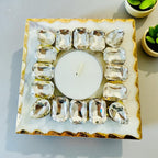 Kundan T Light Holder with Box Base Marble - Housewarming/Host Gift /Diwali Gift La Vie Bien Kundan T Light Holder with Box Base Marble - Housewarming/Host Gift /Diwali Gift