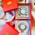Kundan T Light Holder with Box Base Marble - Housewarming/Host Gift /Diwali Gift La Vie Bien Kundan T Light Holder with Box Base Marble - Housewarming/Host Gift /Diwali Gift