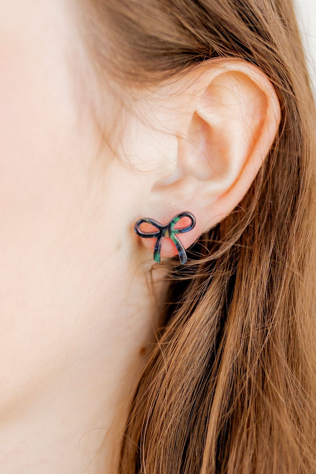 Kylie Bow Earrings - Black Iridescent
