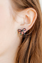 Kylie Bow Earrings - Black Iridescent