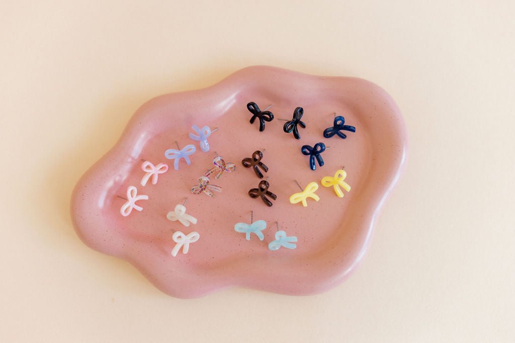 Kylie Bow Earrings - Multi Glitter