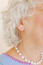 Kylie Bow Earrings - Pink Tie Dye