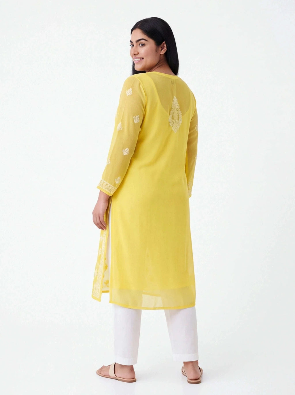 2055 - Georgette Chikankari kurti