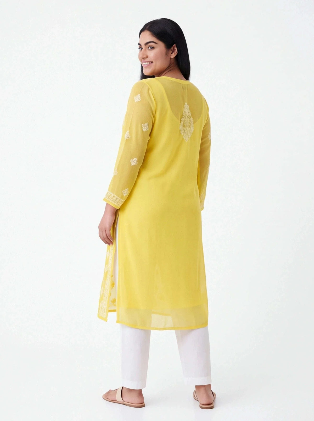 2055 - Georgette Chikankari kurti